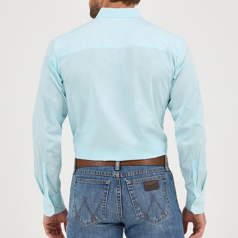 Wrangler Men's Cody Johnson One Pocket Button Down Shirt - Aqua Bursts