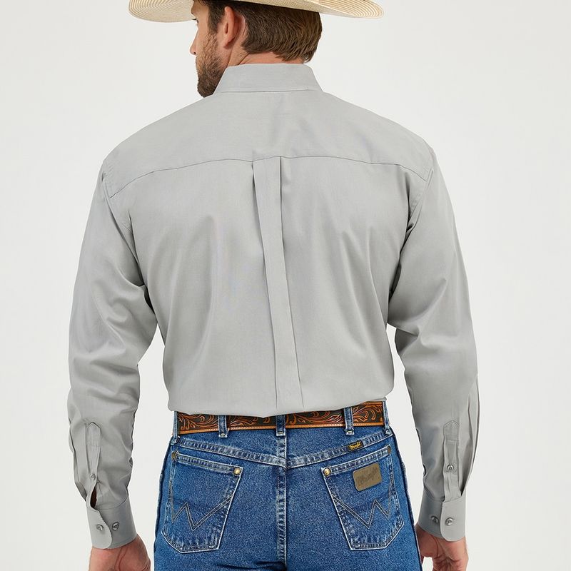 Wrangler Men’s George Strait Button Down Shirt Dove Gray back view