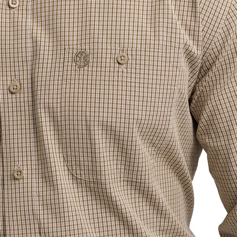 Wrangler George Strait Olive Microcheck shirt chest pocket detail