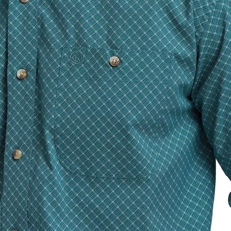Wrangler George Strait Teal Diamondpane shirt two chest pocket detail