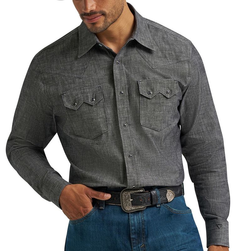 Wrangler Men’s Cody Johnson Black Two Pocket Western Snap Shirt – Style# 112368068