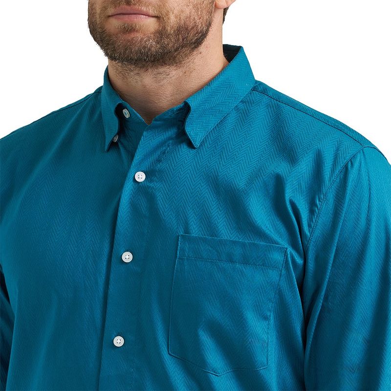 Wrangler Men’s Cody Johnson Ink Chevron One Pocket Button Down Shirt – Style# 112368041