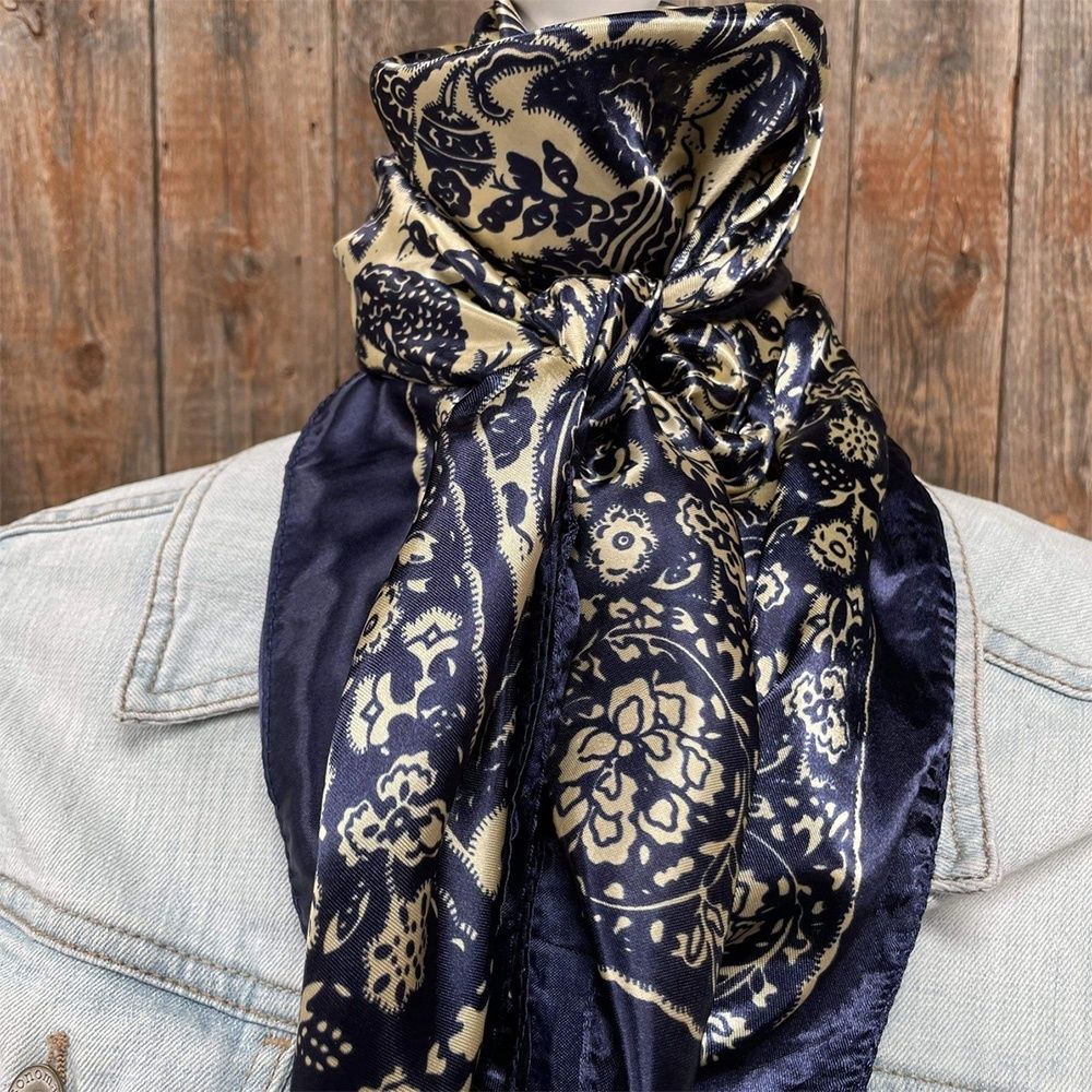 Rodeo Drive 35" x 35" Royal Blue &amp; Cream Paisley Wild Rag / Scarf – Style# WR144