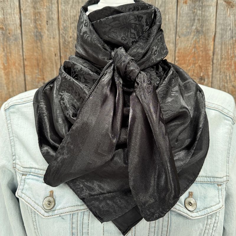 Rodeo Drive 35" x 35" Black Jacquard Wild Rag / Scarf – Style# WR4050