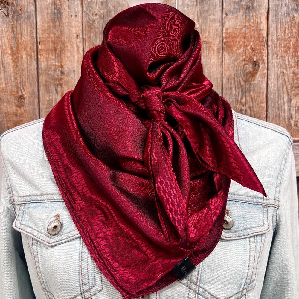 Rodeo Drive 35" x 35" Burgundy Jacquard Wild Rag / Scarf – Style# WR4035