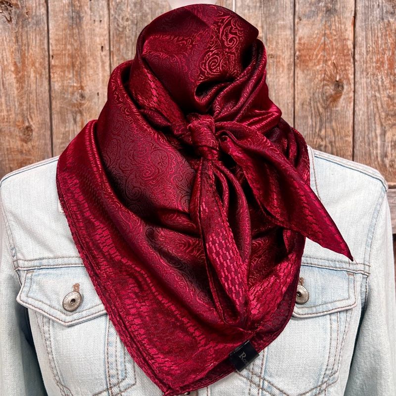 Rodeo Drive 35" x 35" Burgundy Jacquard Wild Rag / Scarf – Style# WR4035
