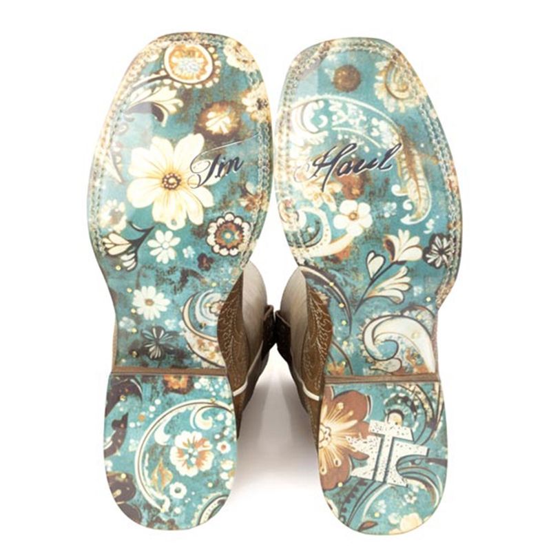 Tin Haul Women’s Scrollwork Floral Sole Boots – Style# 14-21-0101-5108