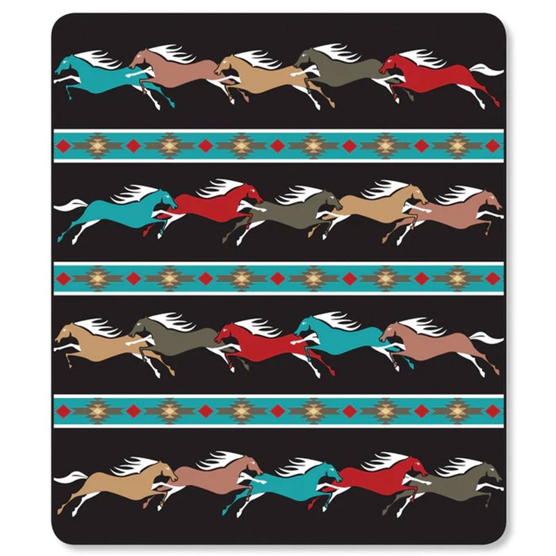 Plush Southwest Horse Design Queen Size Blanket
