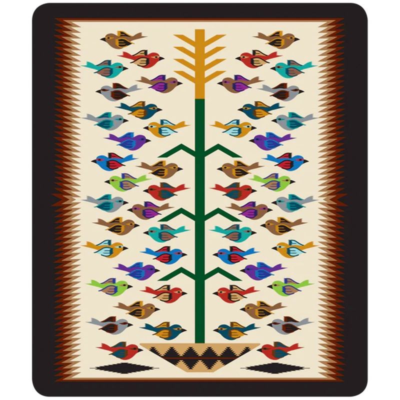 Plush Southwest Birds Design Queen Size Blanket