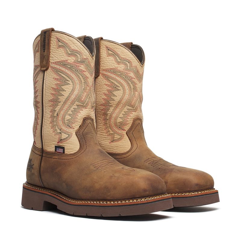 Thorogood Western Work WP 11″ Crazy Horse/Rawhide Nano Square Toe