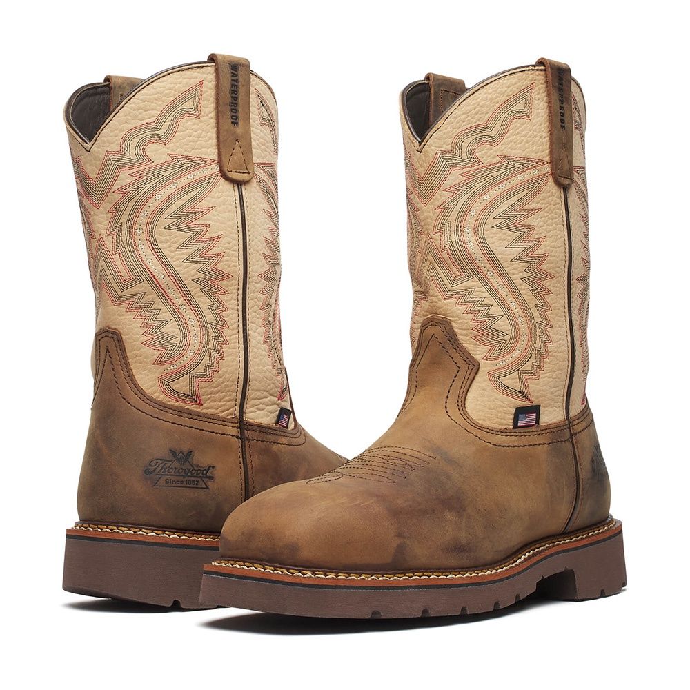 Thorogood Western Work WP 11″ Crazy Horse/Rawhide Nano Square Toe, Size: 9.0D