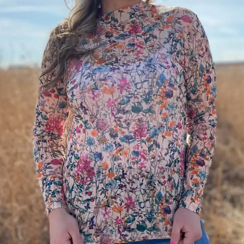 Sterling Kreek Field Of Flowers Mesh Top