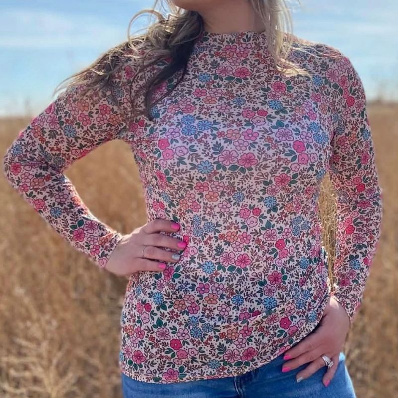 Sterling Kreek Sunday Morning Bloom Mesh Top