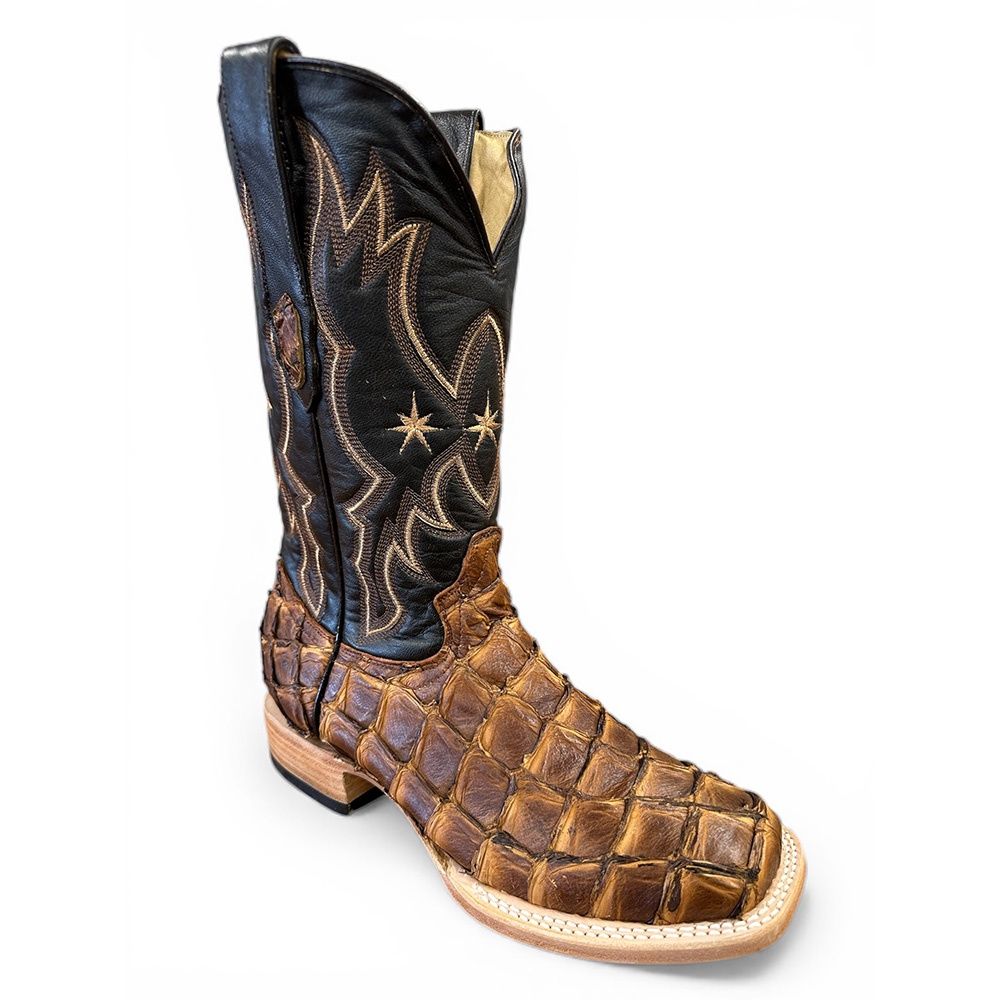 Cowtown Men’s Pirarucu “Big Bass” Ginger Brandy Boots – Q54