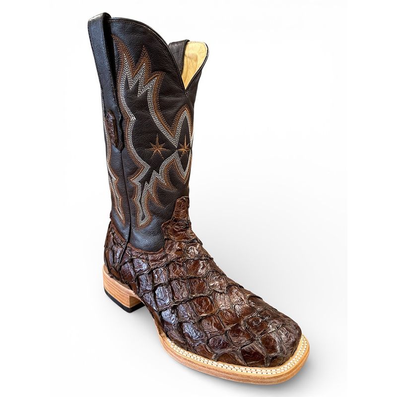 Cowtown Men’s Pirarucu “Big Bass” Brown Boots – Q58