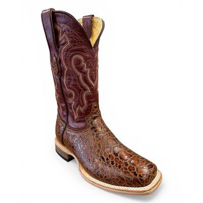 Cowtown Men’s Sea Turtle Cognac Print Full Leather Boots – Style# Q6043