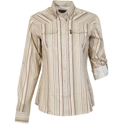 Hooey “Sol” Ladies Long Sleeve Pearl Snap Shirt – Cream/Stripe