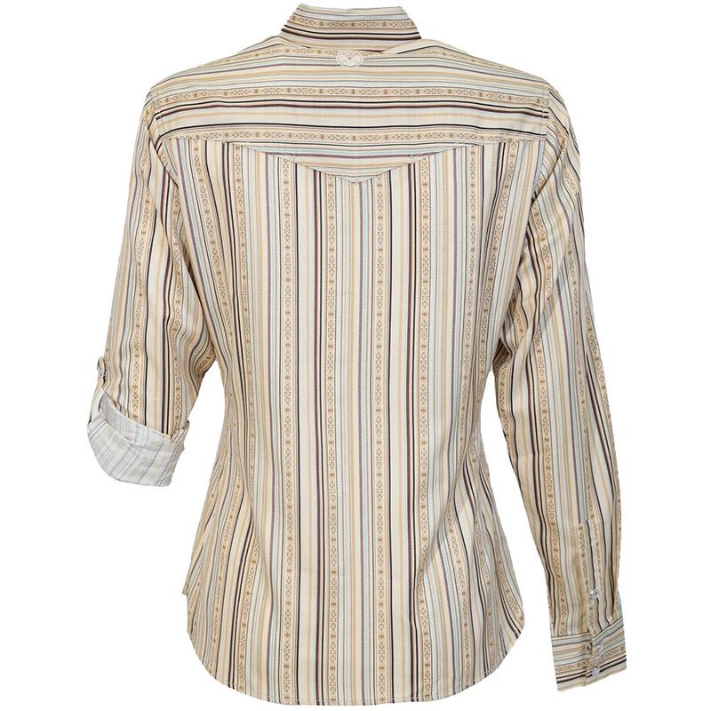 Hooey “Sol” Ladies Long Sleeve Pearl Snap Shirt – Cream/Stripe