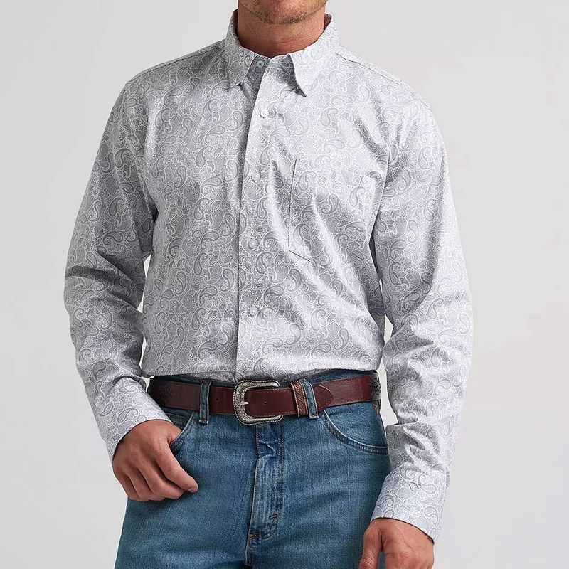 Wrangler Cody Johnson charcoal paisley western button down shirt men's