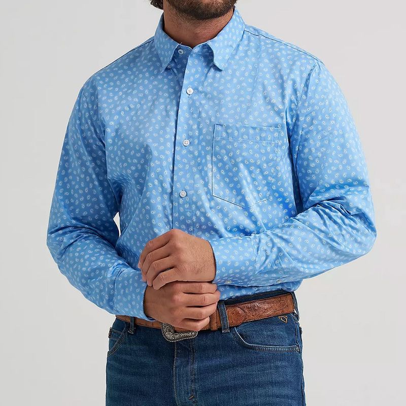 Wrangler Cody Johnson azure paisley western button down shirt men's