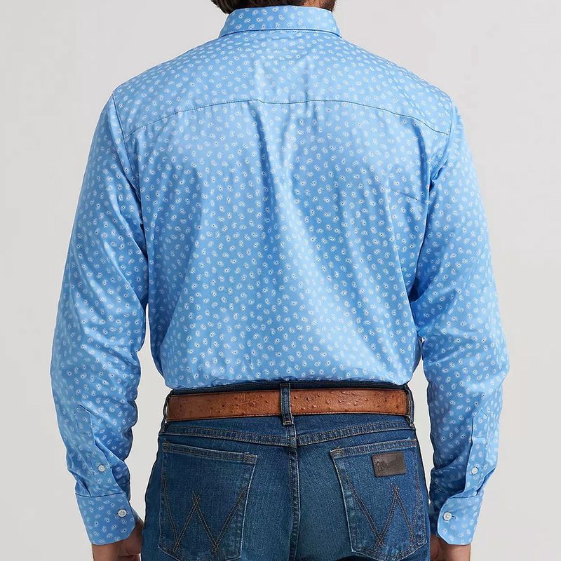 Wrangler® Men's Cody Johnson One Pocket Button Down Shirt – Azure Paisley