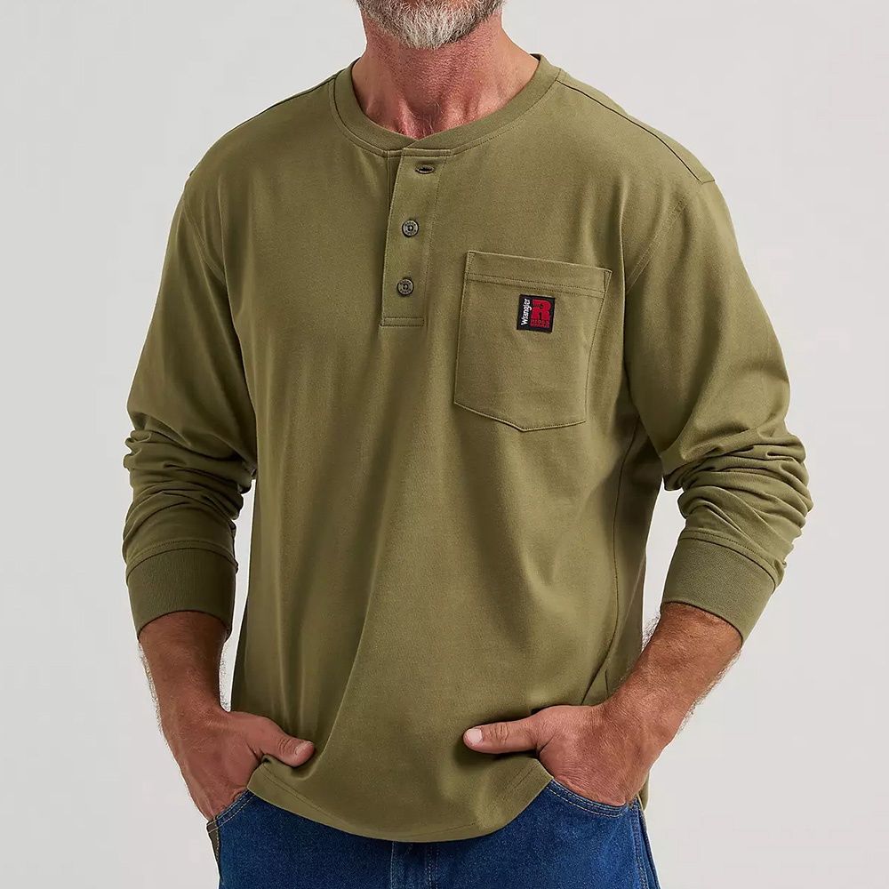 Wrangler® RIGGS Workwear® Relaxed Fit Long Sleeve Henley – Green