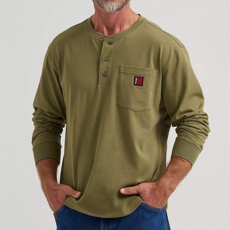 Wrangler® RIGGS Workwear® Relaxed Fit Long Sleeve Henley – Green