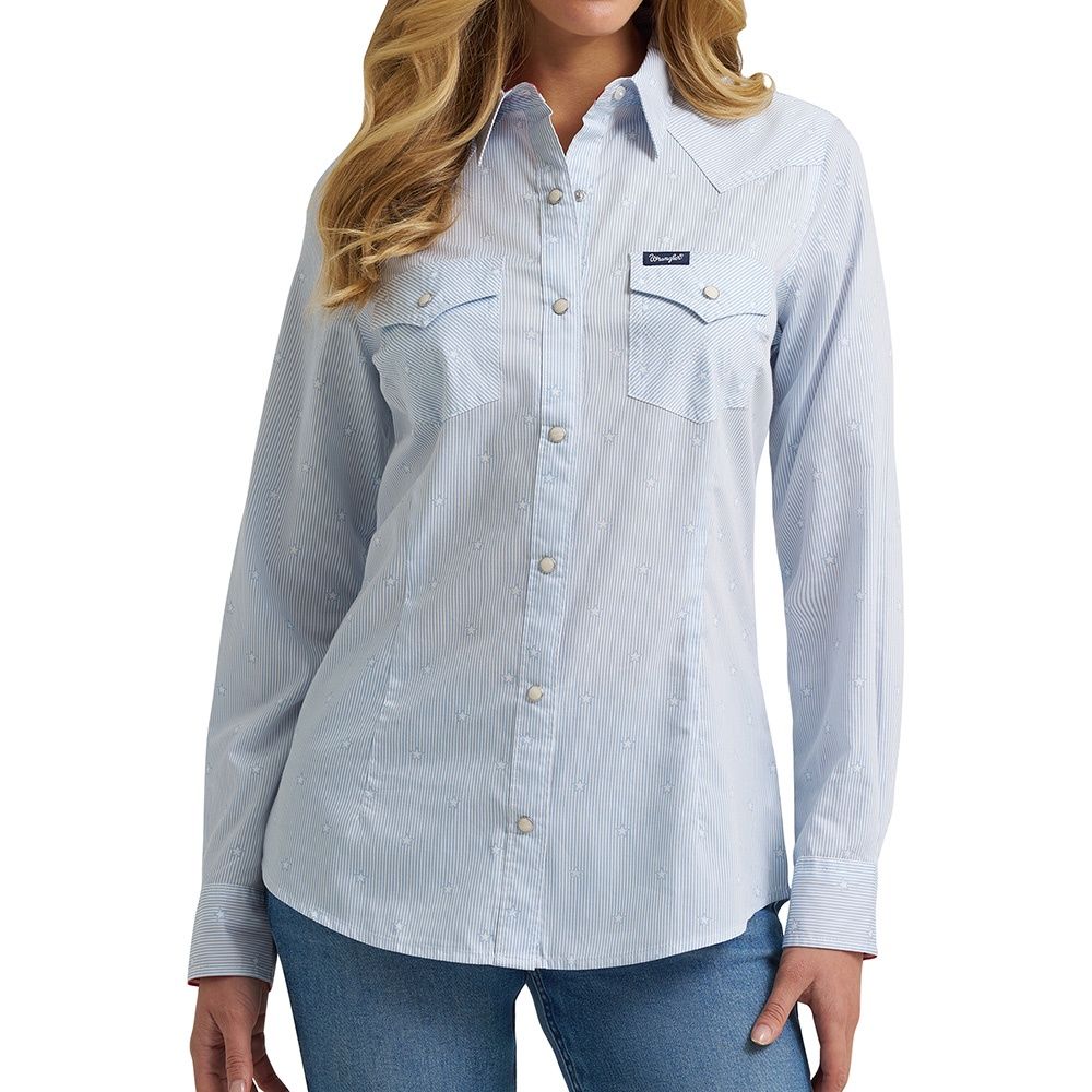 Wrangler® Women's Olivia Western Slim Snap Shirt – Star Blue