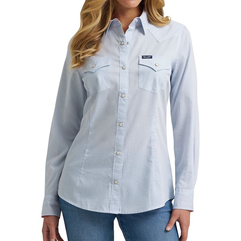 Wrangler® Women's Olivia Western Slim Snap Shirt – Star Blue
