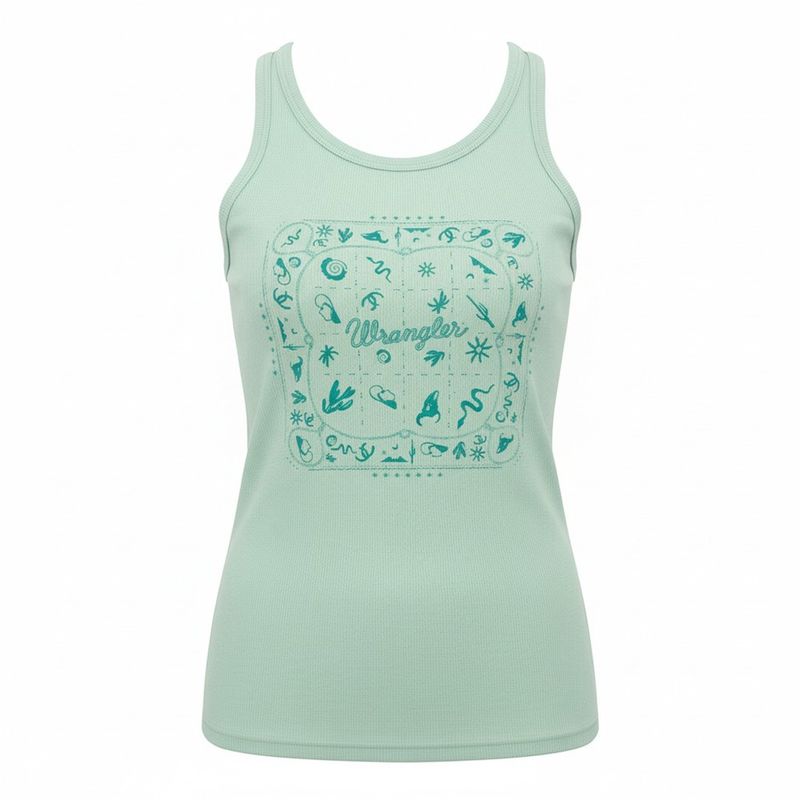 Wrangler® Women's Graphic Goddess Tank – Lichen Heather
