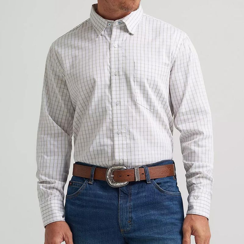 Wrangler Cody Johnson lemon check western button down shirt men's