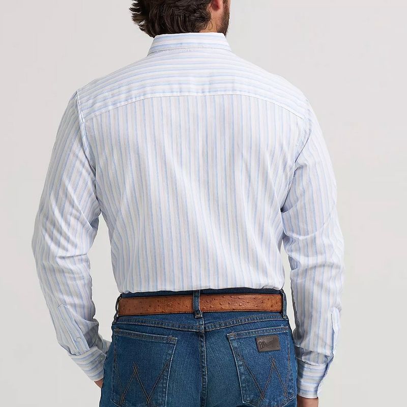 Wrangler Cody Johnson Azure Stripes shirt front view men's western shirt
