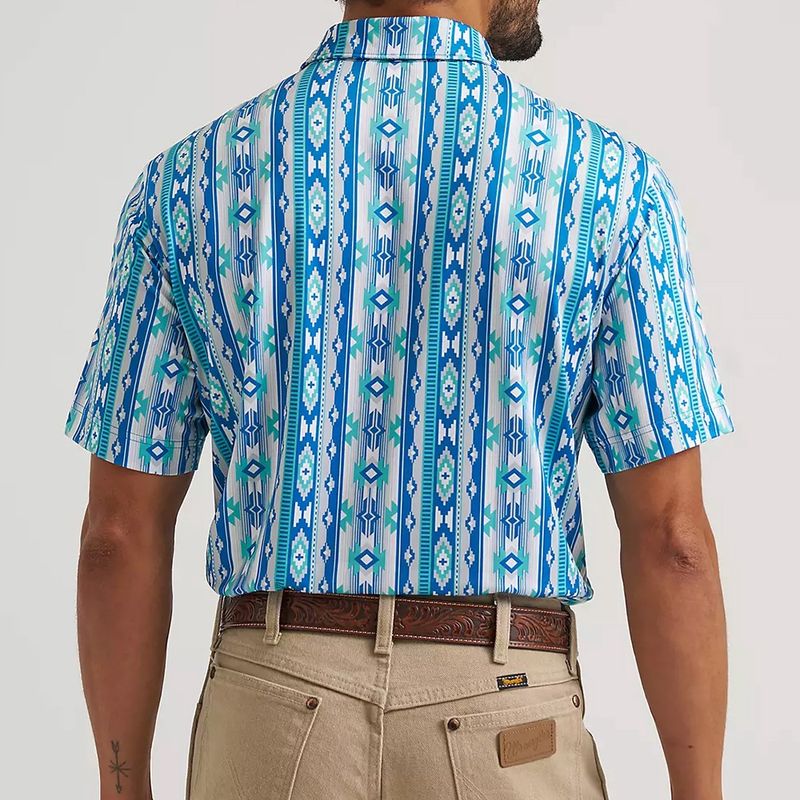 Wrangler ATG Performance Polo Checotah Turquoise back view