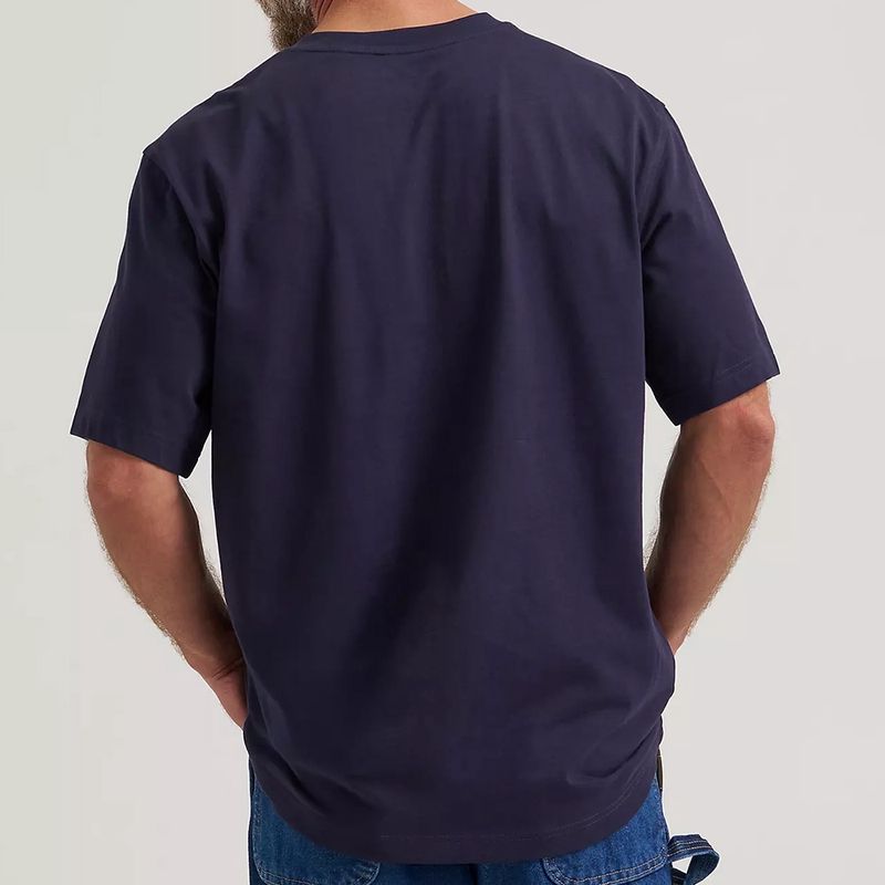 Wrangler RIGGS Henley shirt navy back view