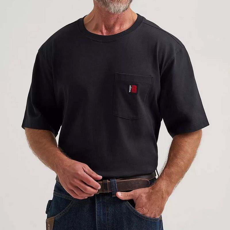Wrangler RIGGS Workwear short sleeve relaxed crew T-shirt black front view
