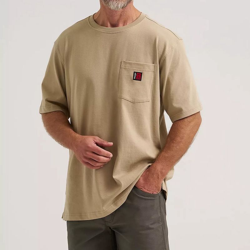 Wrangler RIGGS Workwear short sleeve relaxed crew T-shirt khaki front view