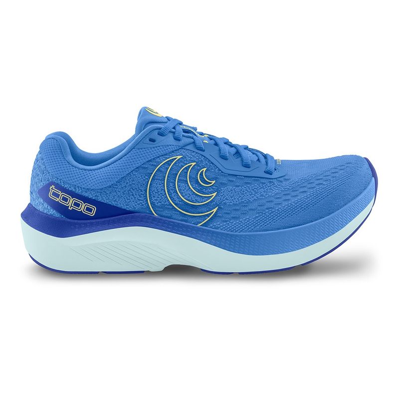 Topo Athletic Magnifly 6 women’s running shoe blue yellow right side view