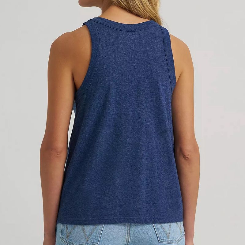 Wrangler women’s goddess tank Pageant Blue Heather back view