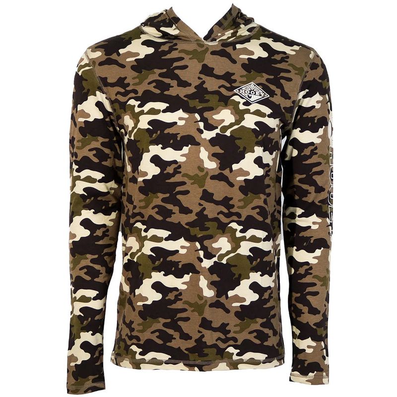 Hooey men’s hooded camo long sleeve shirt front view