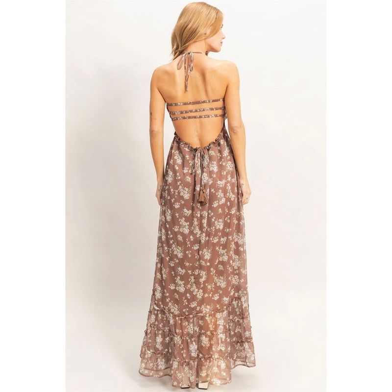 HYFVE smocked maxi dress brown back view