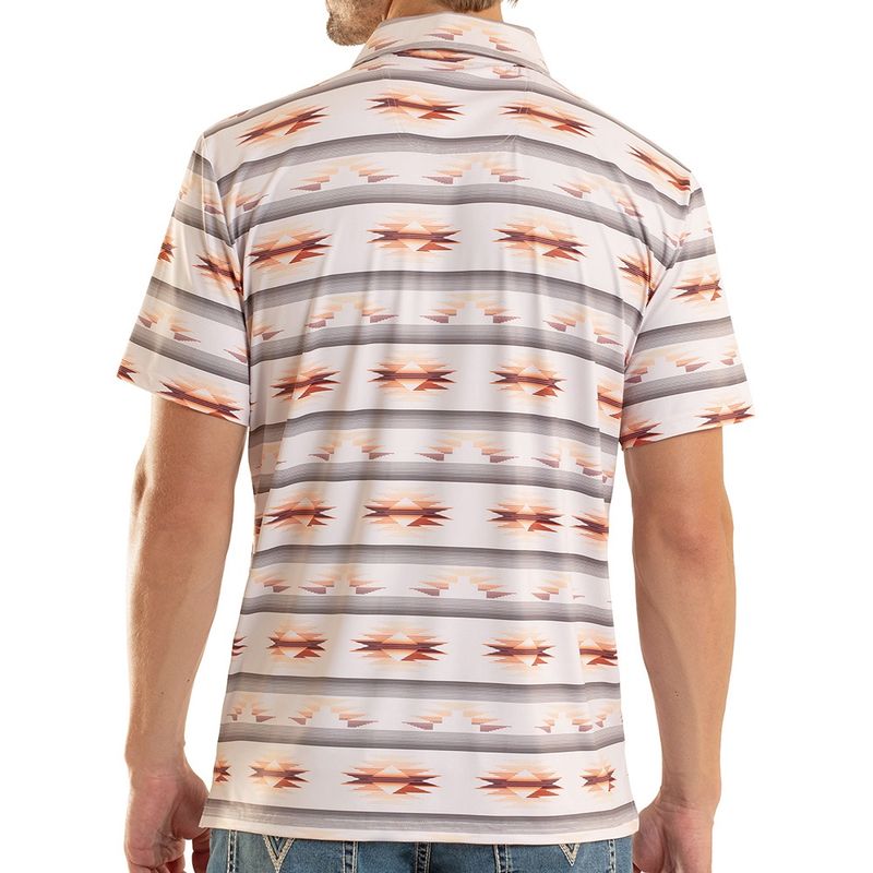 Rock and Roll Denim Aztec polo natural back view