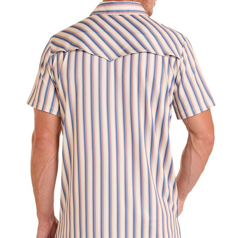 Rock and Roll Denim Western Polo Stripes Natural back view