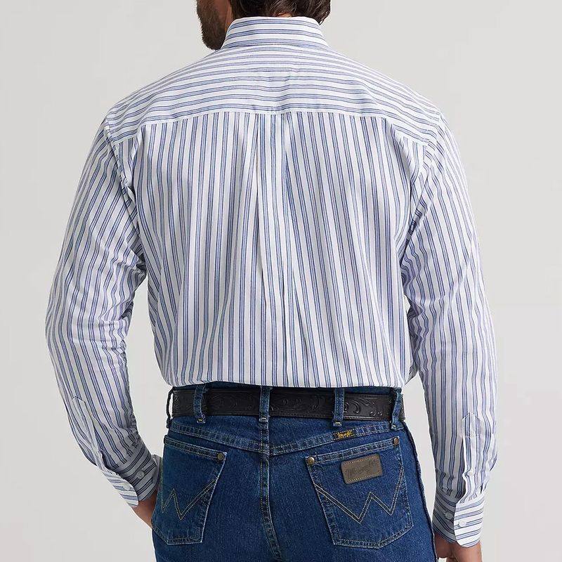 Wrangler George Strait striped shirt straight back yoke view