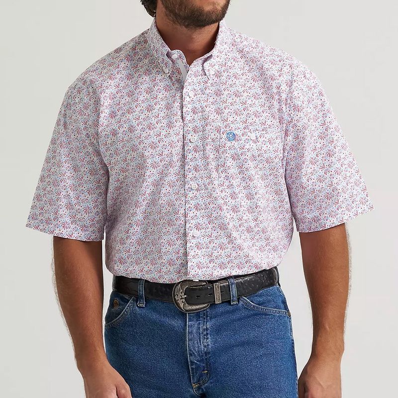 Wrangler George Strait short sleeve button down shirt Fireworks front view