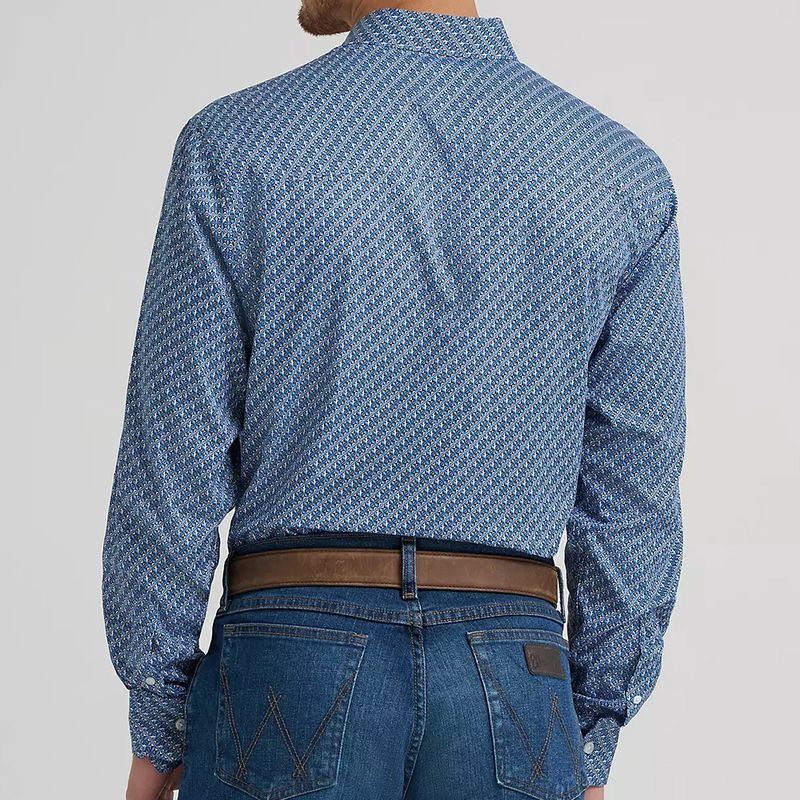 Wrangler Cody Johnson Blue Folds shirt back view