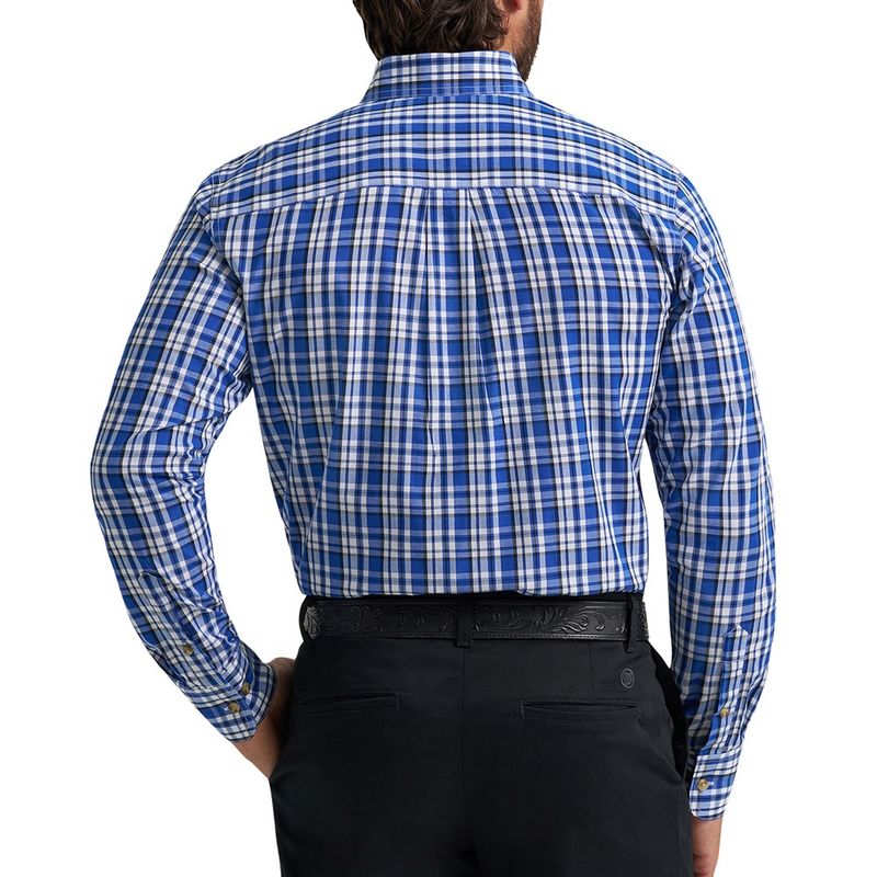 Wrangler Riata blue plaid shirt back view