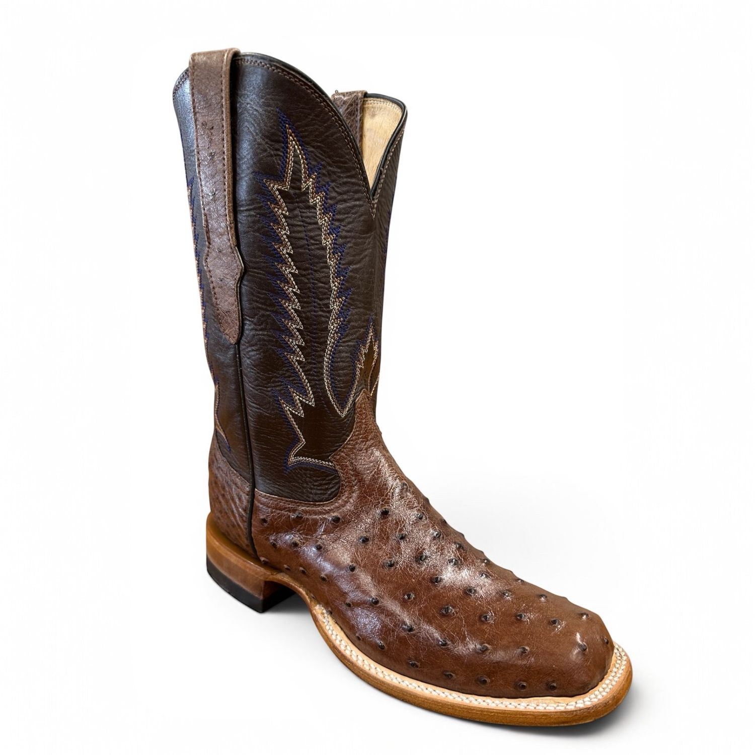 Cowtown brown full quill ostrich boots right side view