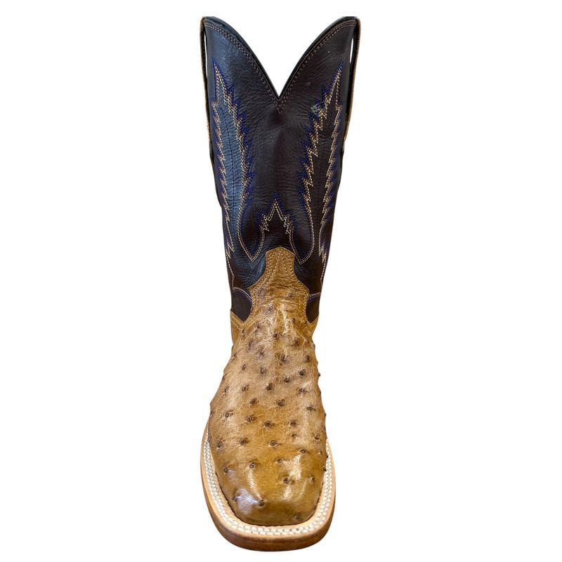 Cowtown women’s tan full quill ostrich boots made in El Paso Texas front view