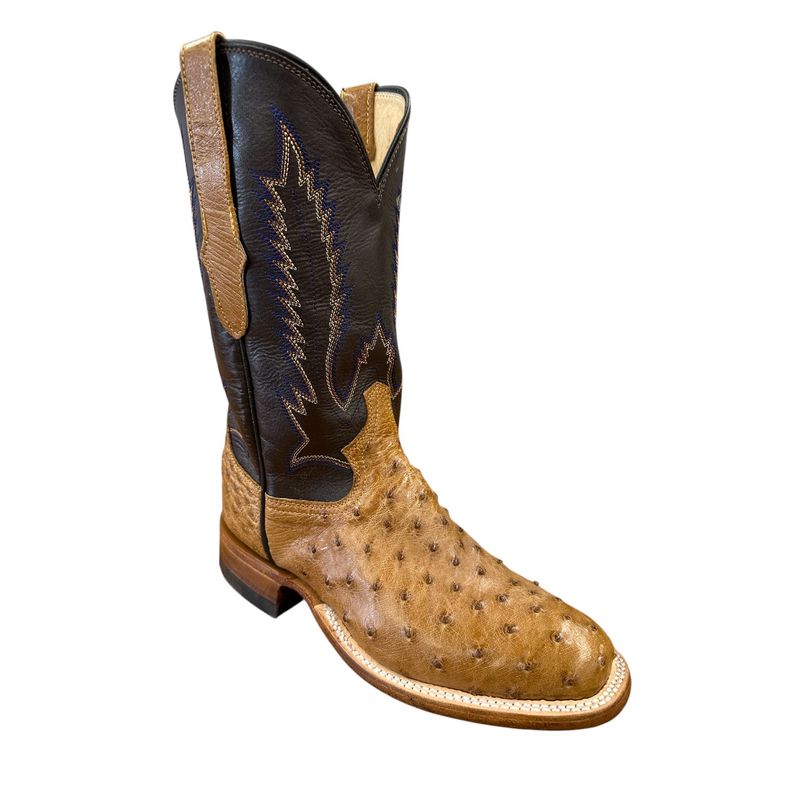 Cowtown tan full quill ostrich boots right side view