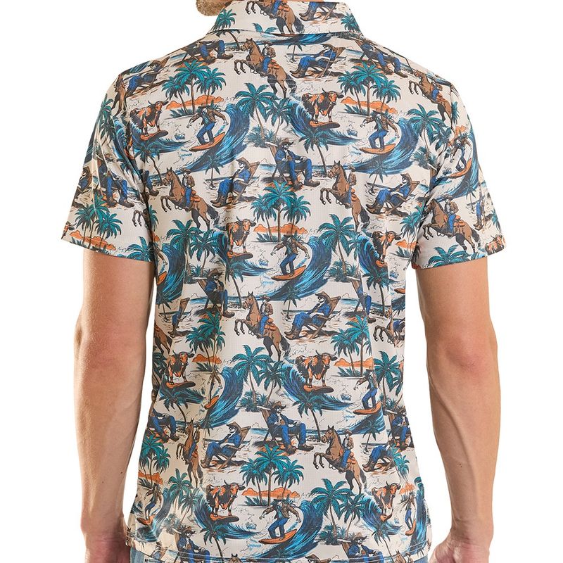 Rock and Roll Denim novelty printed polo back view